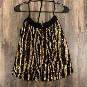 Black & Gold sequin top- S